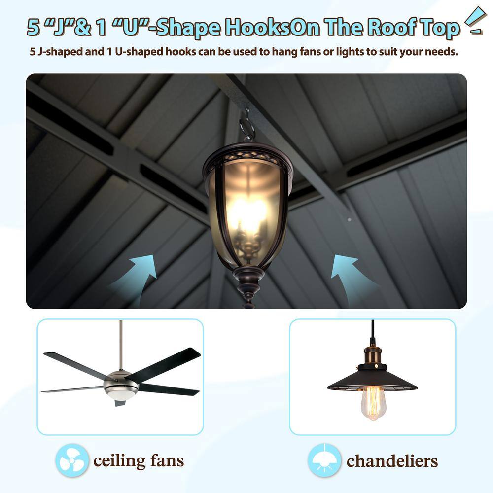 VEIKOUS 24 ft. W x 14 ft. L Aluminum Double Hardtop Gazebo with Curtains and Netting PG0201-24-4