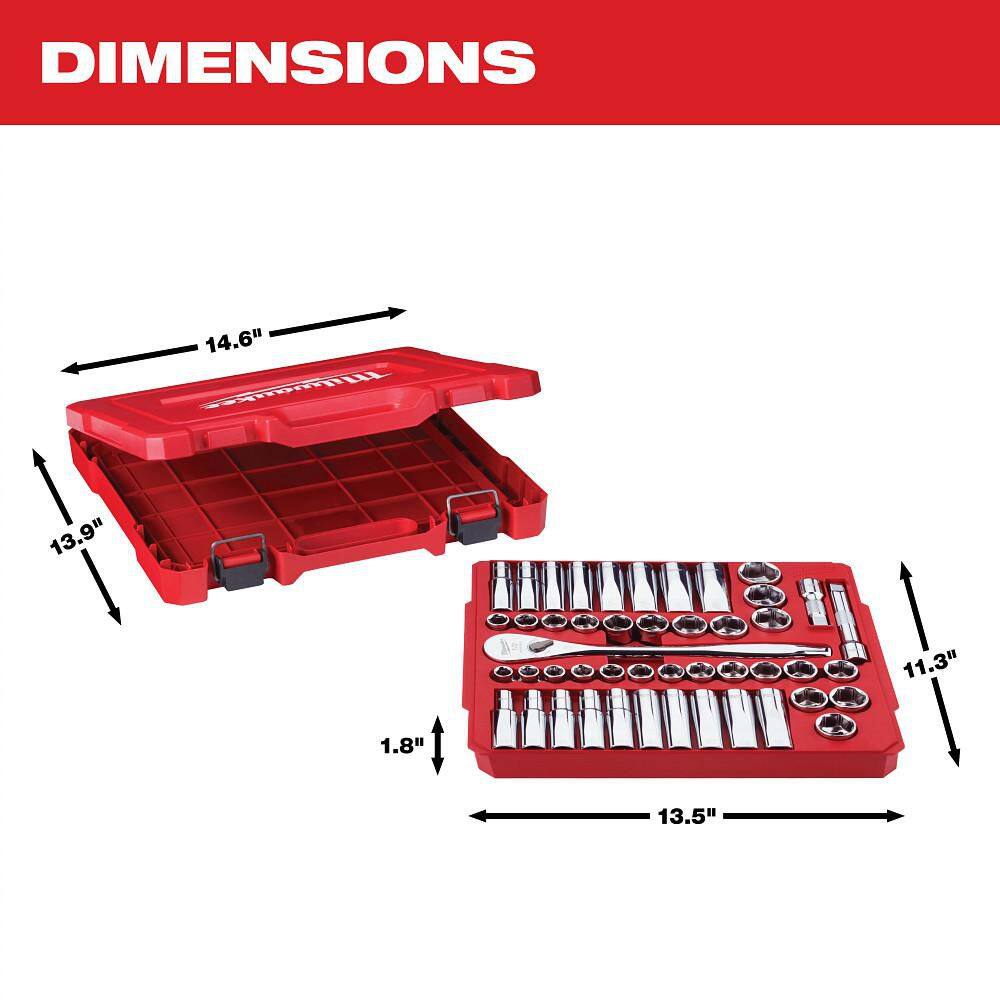 Milwaukee 1/2 in. Drive SAE/Metric Ratchet and Socket Mechanics Tool Set (47-Piece) 48-22-9010