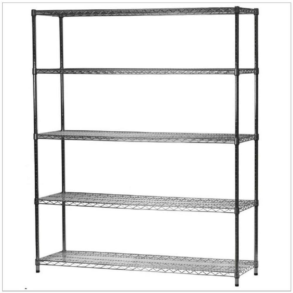 HDX 5-Tier Commercial Grade Heavy Duty Steel Wire Shelving Unit in ChromeMax (60 in. W x 72 in. H x 18 in. D) HD186072-5RCCPS