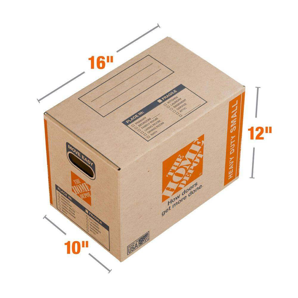 The Home Depot 16 in. L x 10 in. W x 12 in. D Heavy-Duty Small Moving Shipping and Packing Box with Handles (30-Pack) HDSMBOX30