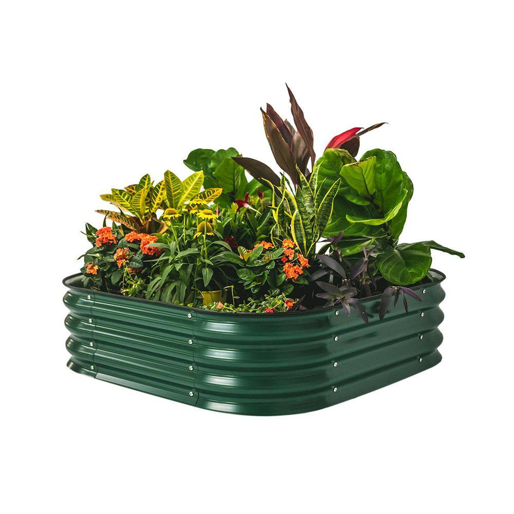 vego garden 11 in. Tall 4 in 1 Modular Metal Raised Garden Beds Kit British Green VB4N111BG