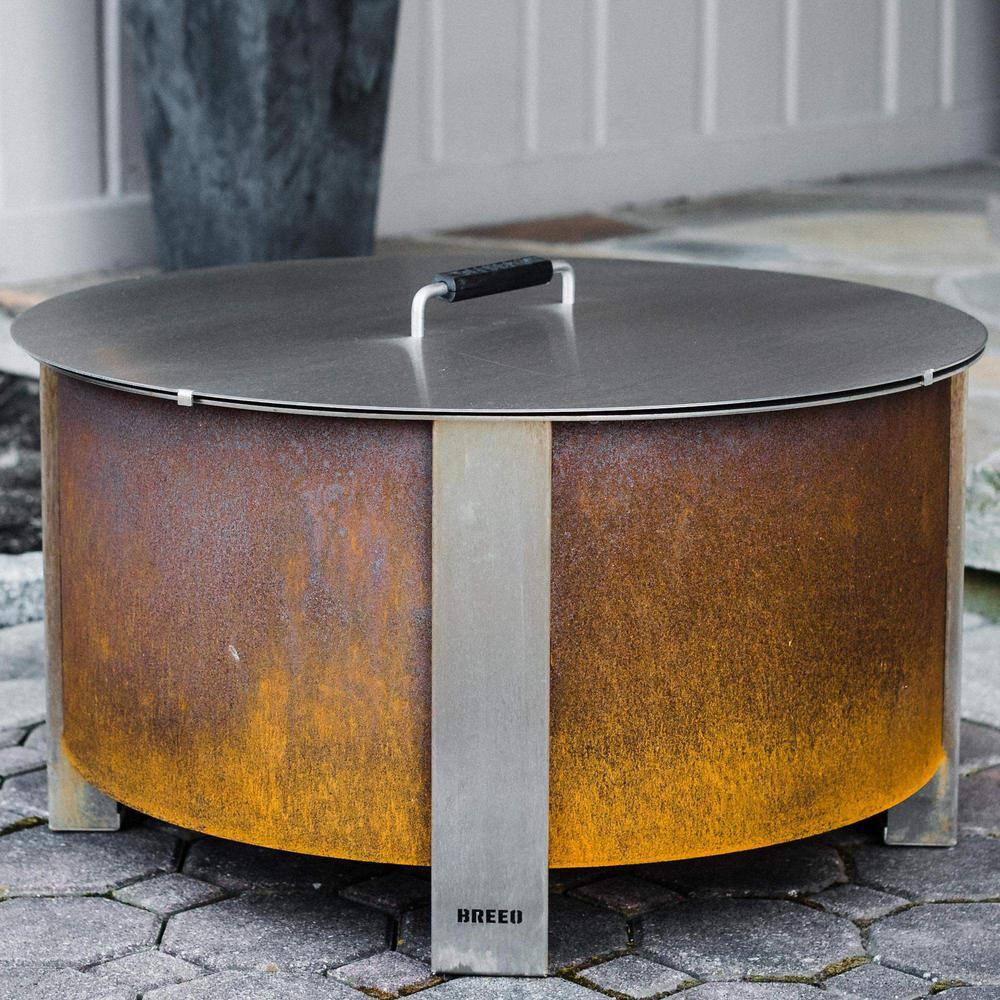 Breeo X Series Stainless Steel Fire Pit Lid 24 -Weather-Resistant and Durable with Ergonomic Handle-Clean and Safe from Debris BR-LD24