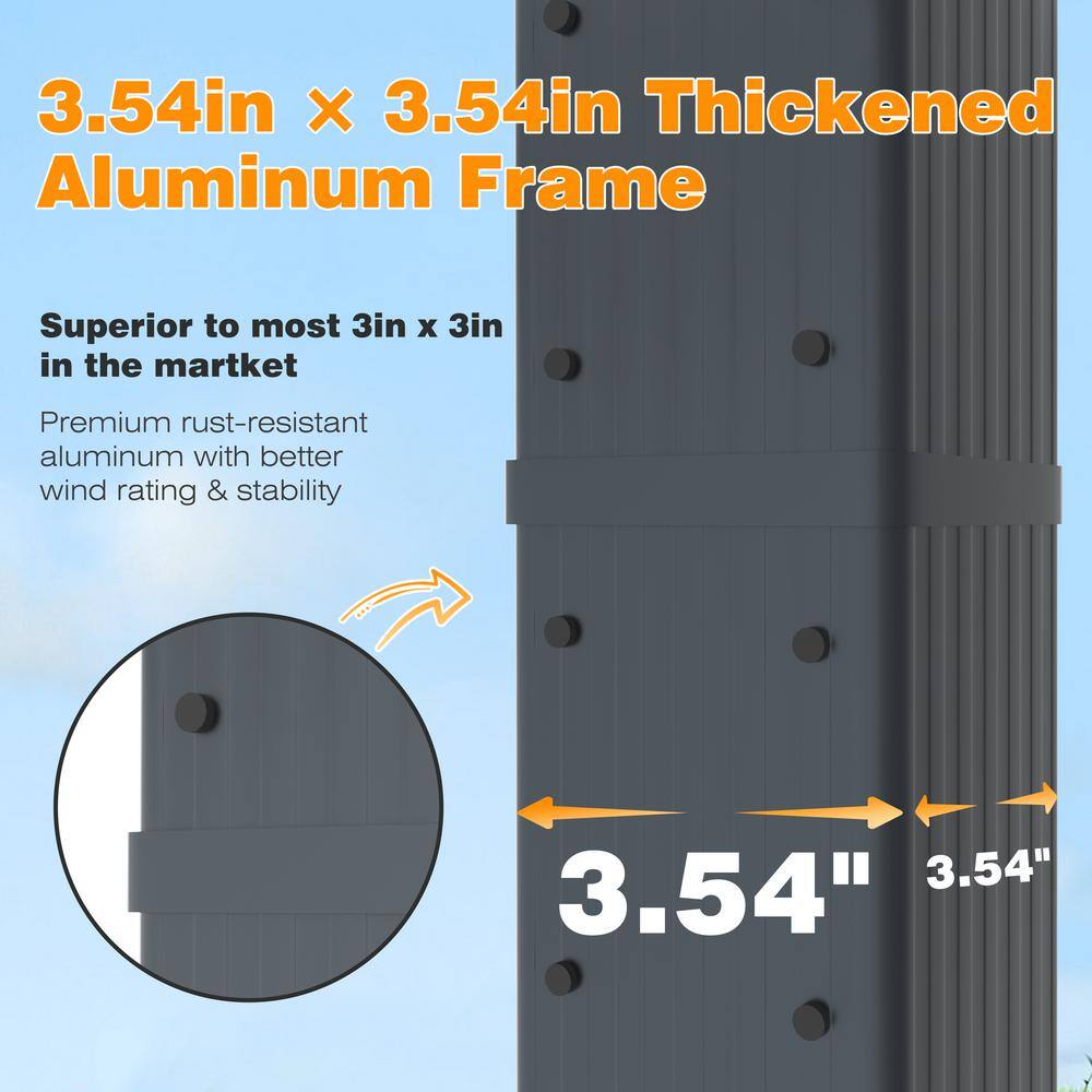 VEIKOUS 16 ft. W x 12 ft. D Aluminum Pergola Outdoor with Dark Gray Retractable Canopy PG0202-04GY