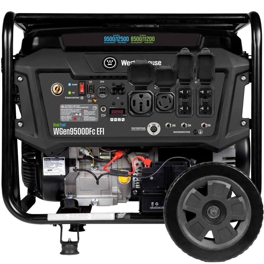 Westinghouse 12,500/9,500-Watt Dual Fuel Gas and Propane Powered EFI Portable Generator with Remote Electric Start, 50 Amp Outlet WGen9500DFc EFI