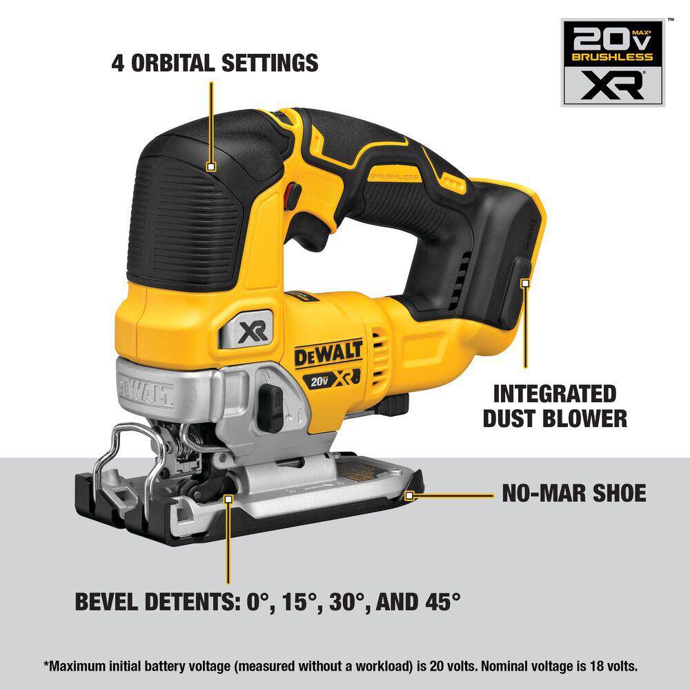 DEWALT 20V MAX XR Cordless Brushless Jigsaw (Tool Only) DCS334B