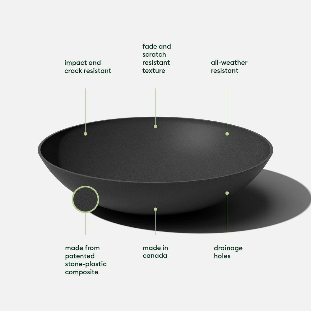 Veradek Lane Extra Large Black Plastic Round Bowl Planter with Drainage Holes (32 in. L x 32 in. W x 8 in. H) LBV32B