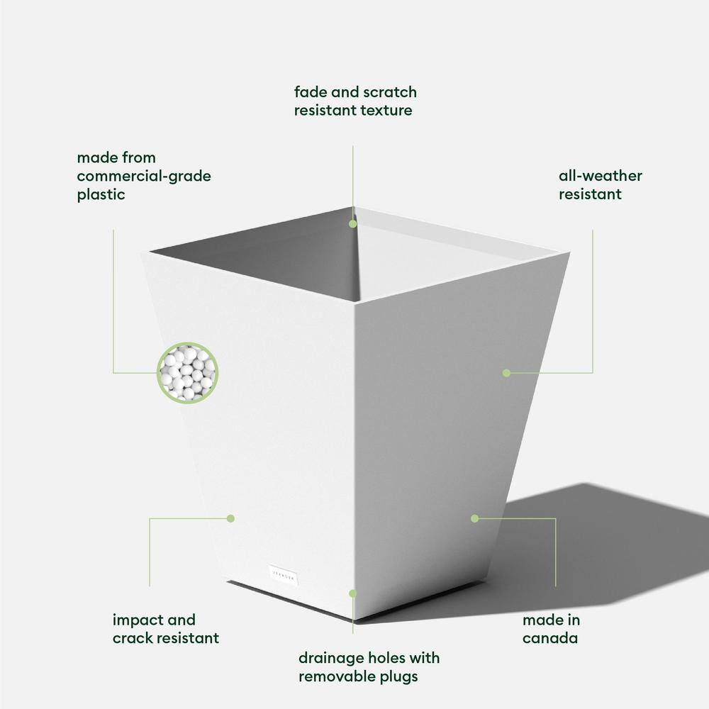 Veradek Nobleton Large White Plastic Tapered Planter with Drainage Holes (16 in. L x 16 in. W x 18 in. H) NBV18W