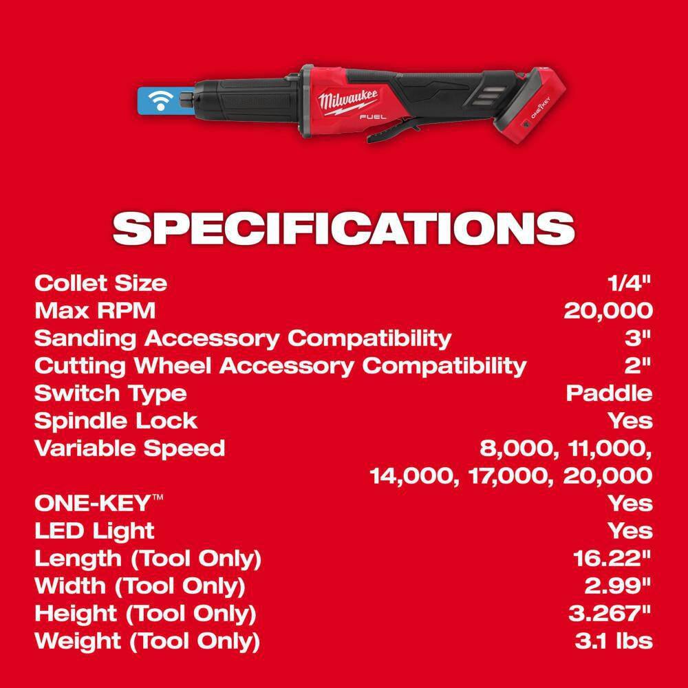 Milwaukee M18 FUEL 18-Volt Lithium-Ion Brushless Cordless 2-3 in. Variable Speed Die Grinder Paddle Switch w/5.0Ah Battery 2984-20-48-11-1850
