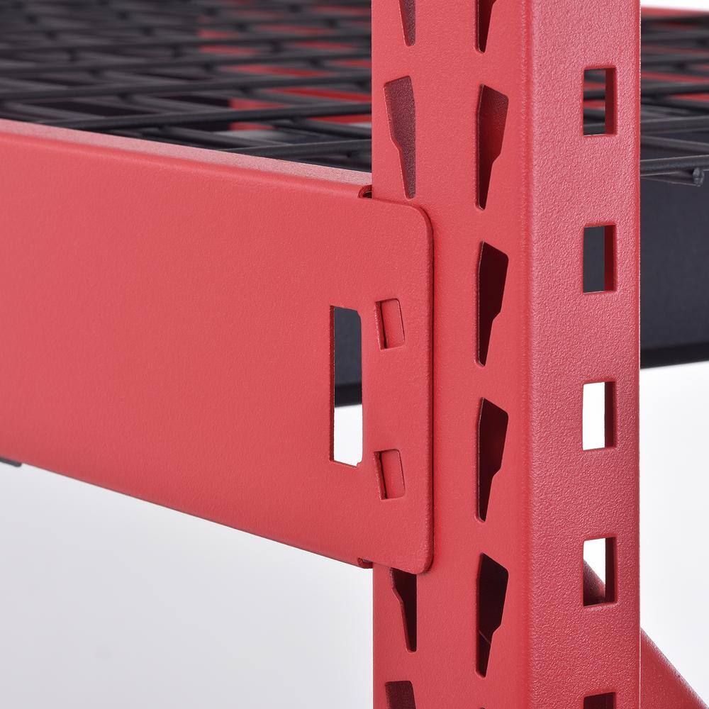 Husky 4-Shelf Metal Industrial Duty Freestanding Garage Storage Shelving Unit in Red (77 in. W x 72 in. H x 24 in. D) N2W772472W4R