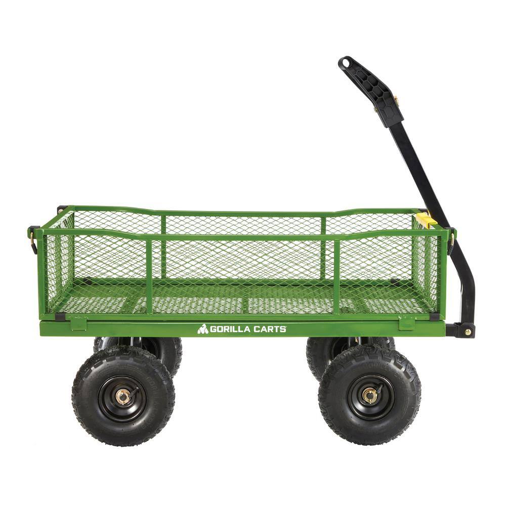 GORILLA CARTS 4 cu. ft., 900 lbs. Heavy-Duty Steel Utility Garden Cart, 4 cu. ft., 10 in. Pneumatic Tires, 2-in-1 Pull or Tow Handle GCG-9004T