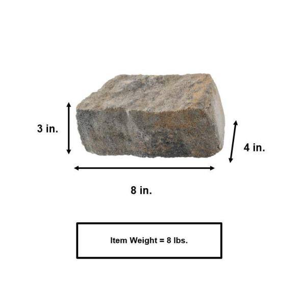 Oldcastle Mini Beltis 3 in. H x 8 in. W x 4 in. D Tan Charcoal Concrete Retaining Wall Block Pallet (378-Piece/Pallet) 16253061