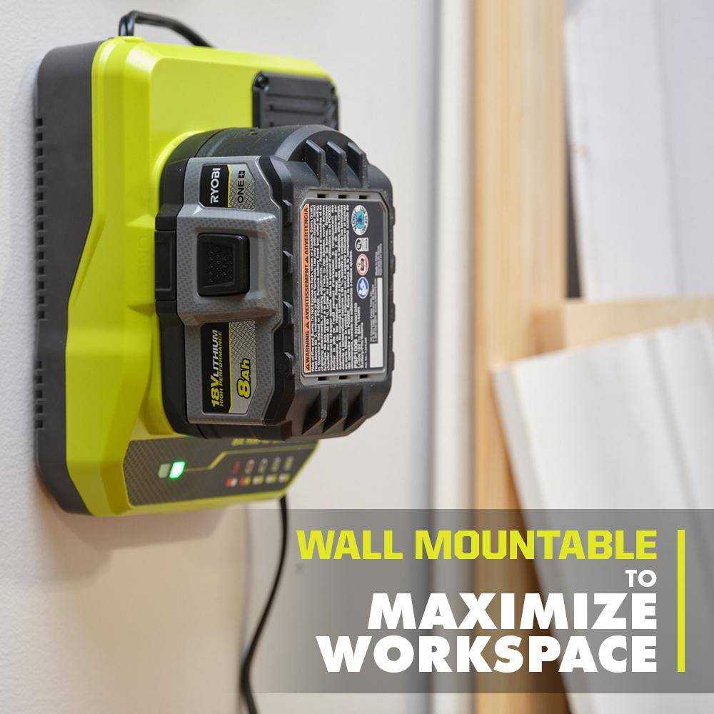 RYOBI ONE+ 18V 8A Rapid Charger with 6.0 Ah HIGH PERFORMANCE Battery (2-Pack) PCG008-PBP2007