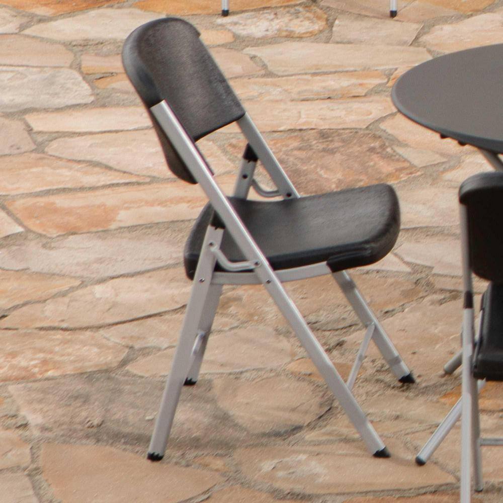 Lifetime Black Plastic Seat Outdoor Safe Folding Chair (Set of 4) 80407