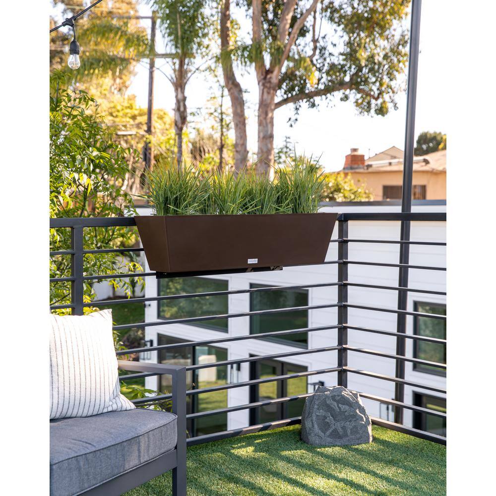 Veradek Pure Medium Espresso Plastic Rectangular Railing Planter Box (36 in. L x 10 in. W x 11 in. H) (2-Pack) WBRLV36E-2PK