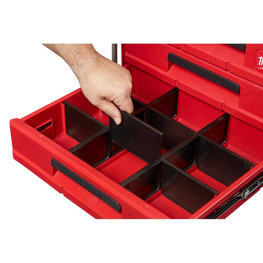 Milwaukee 3/8 in. Drive SAE/Metric Mechanics Tool Set (62-Piece) with PACKOUT 3-Drawer Tool Box 48-22-9008-48-22-2706-48-22-8443