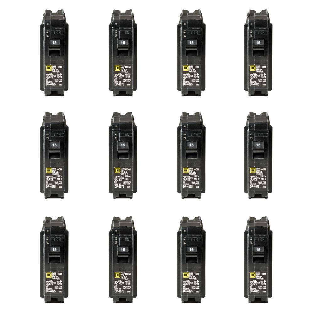 Square D Homeline 15 Amp Single-Pole Circuit Breaker (12-pack) HOM115CP12