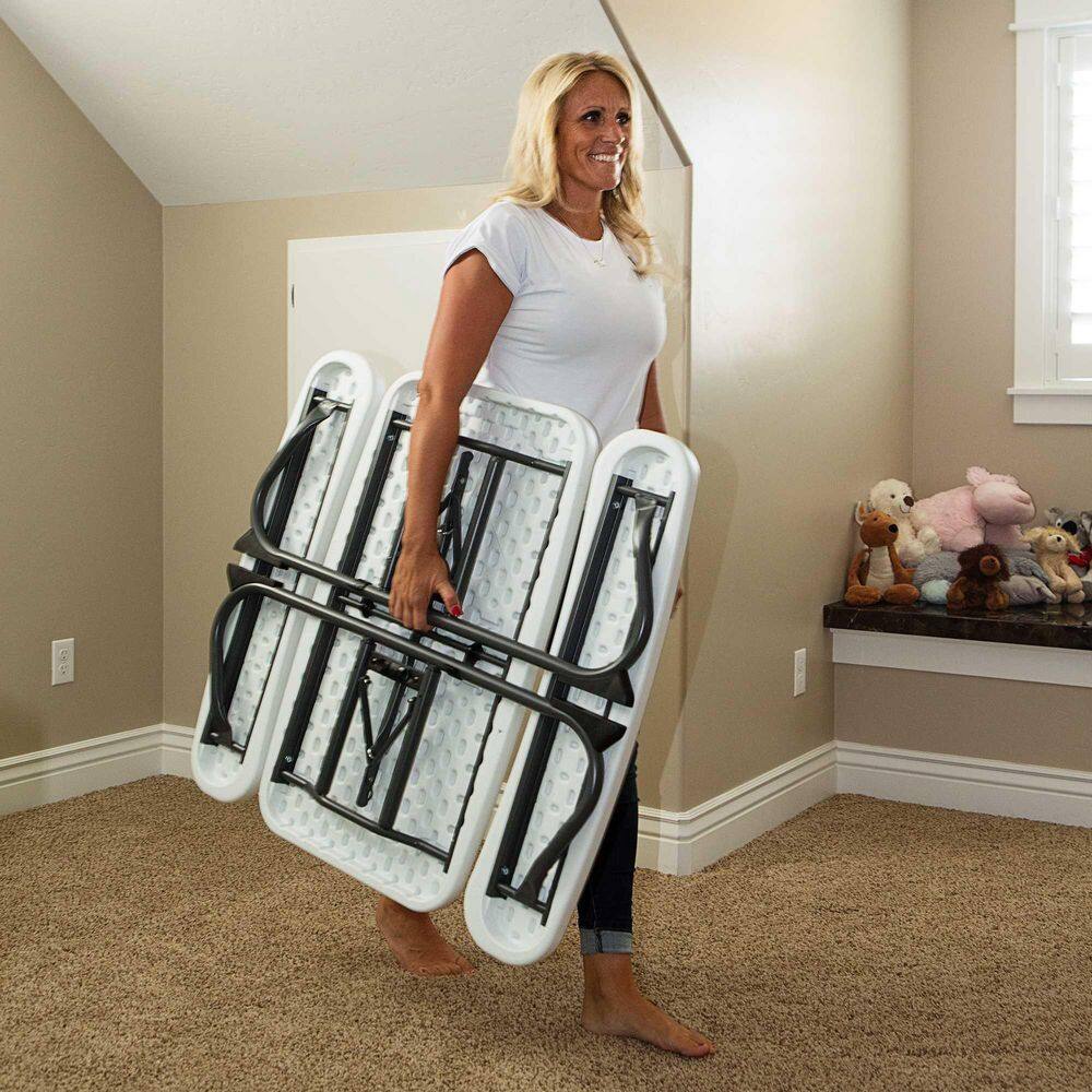 Lifetime Childrens Folding 32.5 in. White Granite Rectangle Powder Coated Steel Picnic Table Seats 4 60239