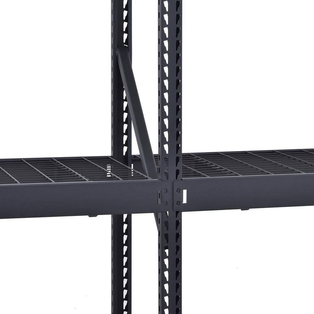 Husky 4-Shelf Metal Industrial Duty Freestanding Garage Storage Shelving Unit in Black (77 in. W x 72 in. H x 24 in. D) N2W772472W4B