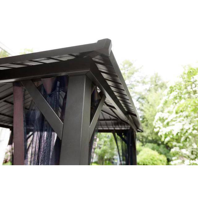 Hampton Bay 10 ft. x 10 ft. Holden Outdoor Patio Black Hard Top Galvanized Steel Gazebo TPGAZ9011