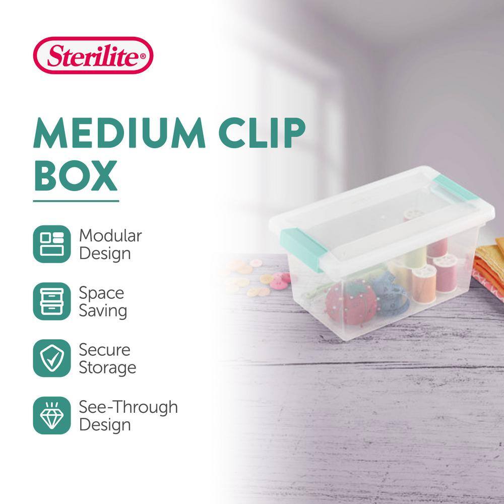 Sterilite New Medium Clip Box Clear Storage Tote Container with Lid (8 Pack) 8 x 19628604