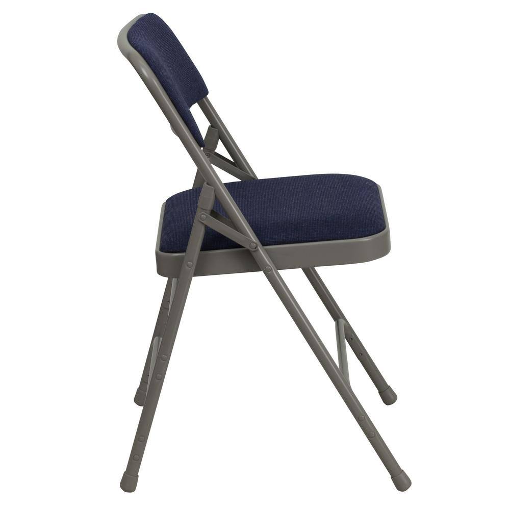Carnegy Avenue Navy Hercules Series Sheldon Metal Folding Chairs with Cushioned Seat, Fabric Upholstered Event Chairs (Set of 4) CGA-HF-6304-NA-HD