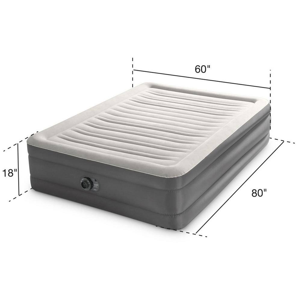 Intex TruAire Luxury Queen Air Mattress Airbed with Lumbar Support and Built in Pump 64095ED