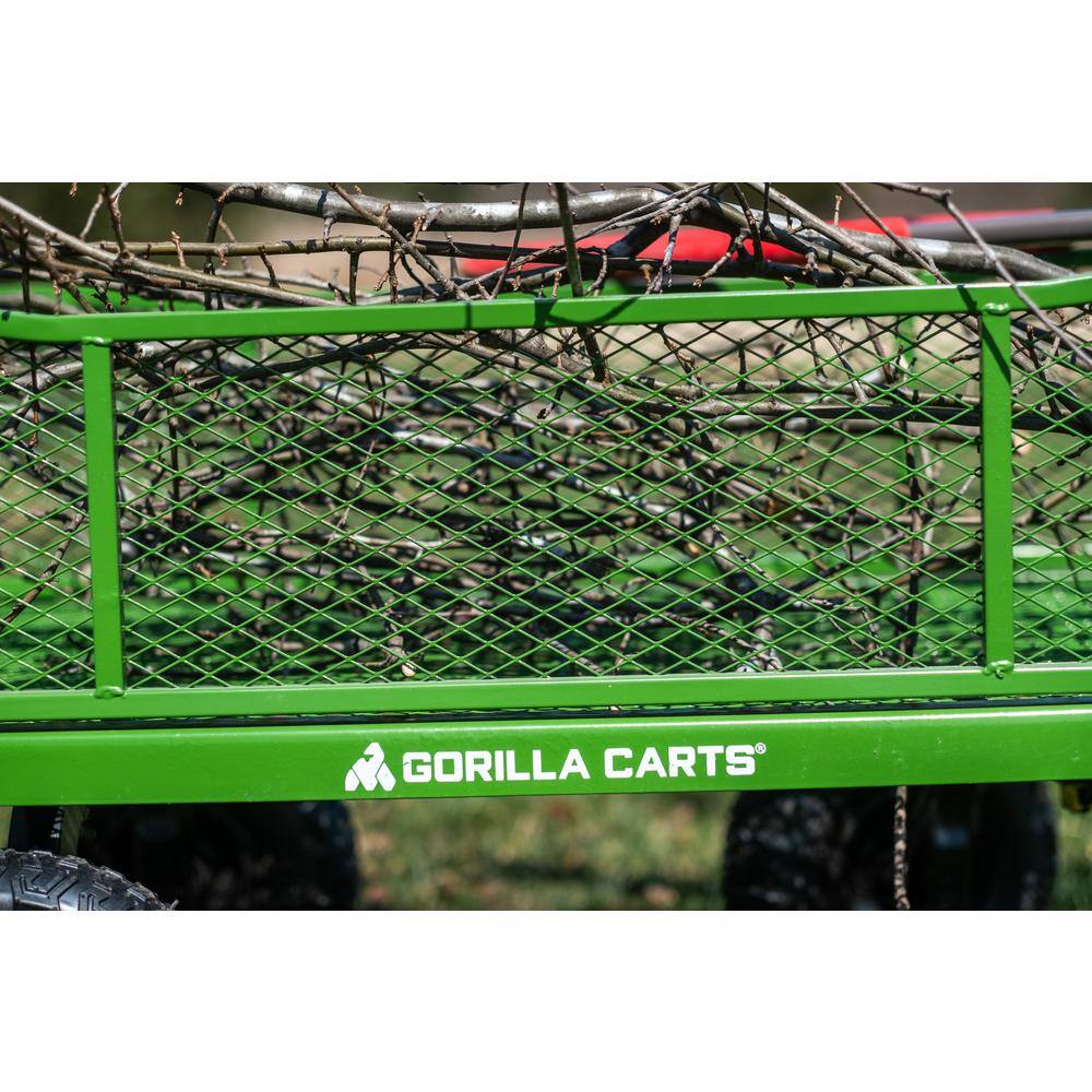 GORILLA CARTS 4 cu. ft., 900 lbs. Heavy-Duty Steel Utility Garden Cart, 4 cu. ft., 10 in. Pneumatic Tires, 2-in-1 Pull or Tow Handle GCG-9004T