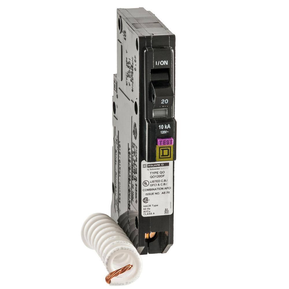 Square D QO 20 Amp Single-Pole Dual Function (CAFCI and GFCI) Circuit Breaker QO120DFC