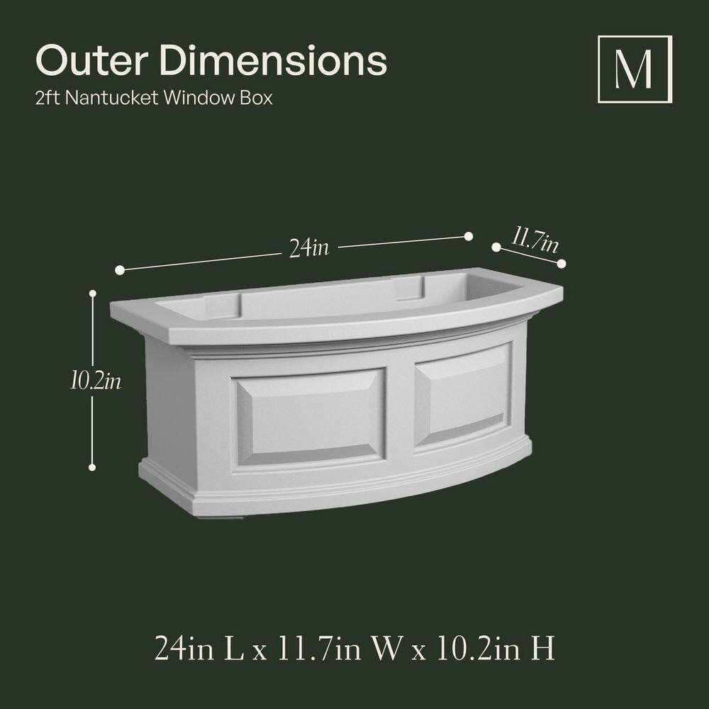 Mayne Nantucket 24 in. x 11.5 in. Self-Watering White Polyethylene Window Box 4829-W