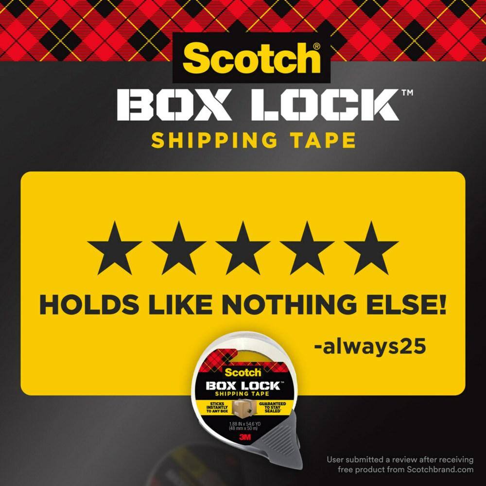 Scotch Box Lock 1.88 in. x 163.8 ft. Shipping Packaging Tape (Case of 6, 3 Rolls/Pack) 3950-3
