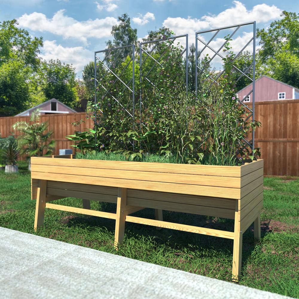 VEIKOUS 71 in. W x 31 in. D x 29 in. H Oversized Wooden Raised Garden Bed with Liner, Natural PG0102-08NW-1