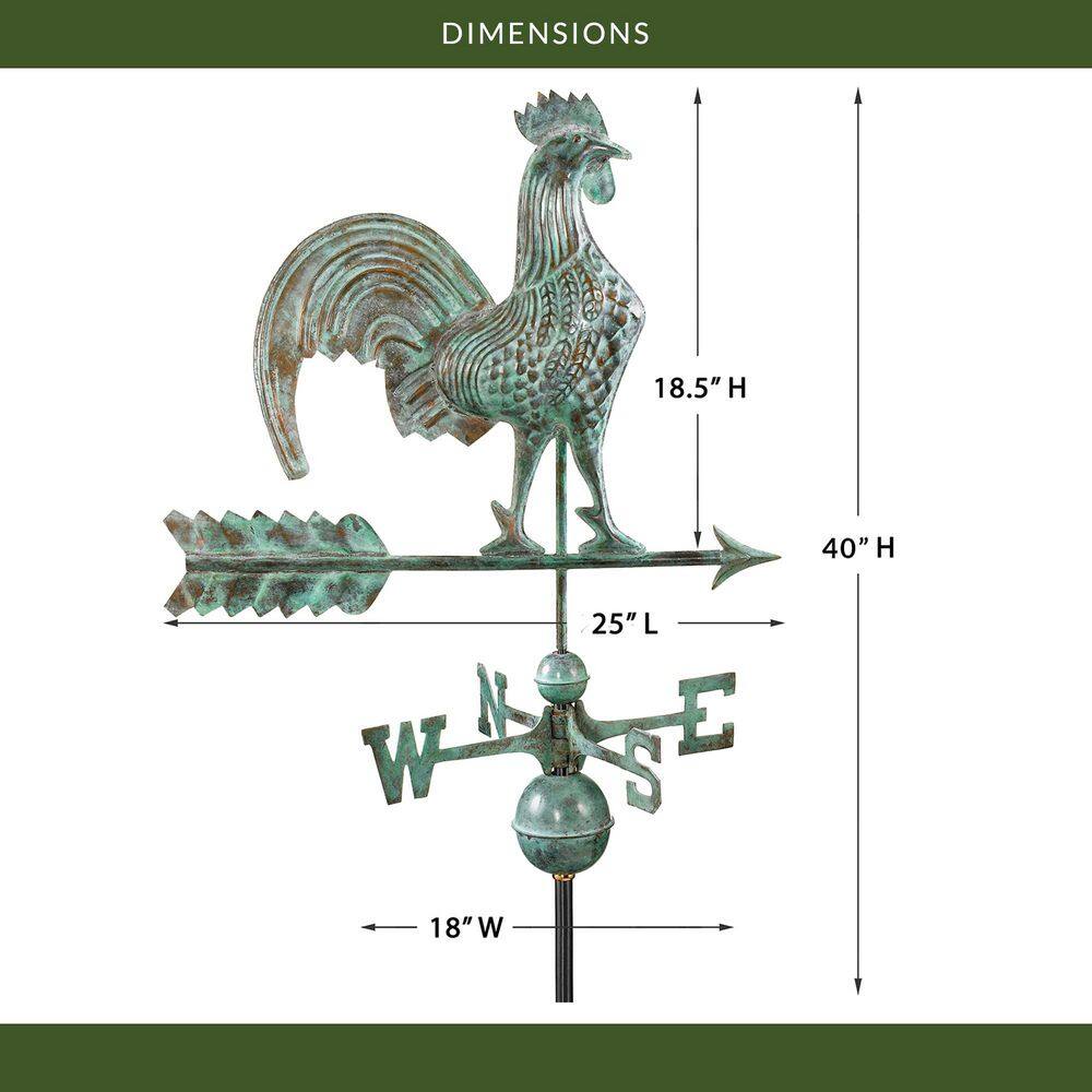 Good Directions Rooster Weathervane - Blue Verde Copper 501V1