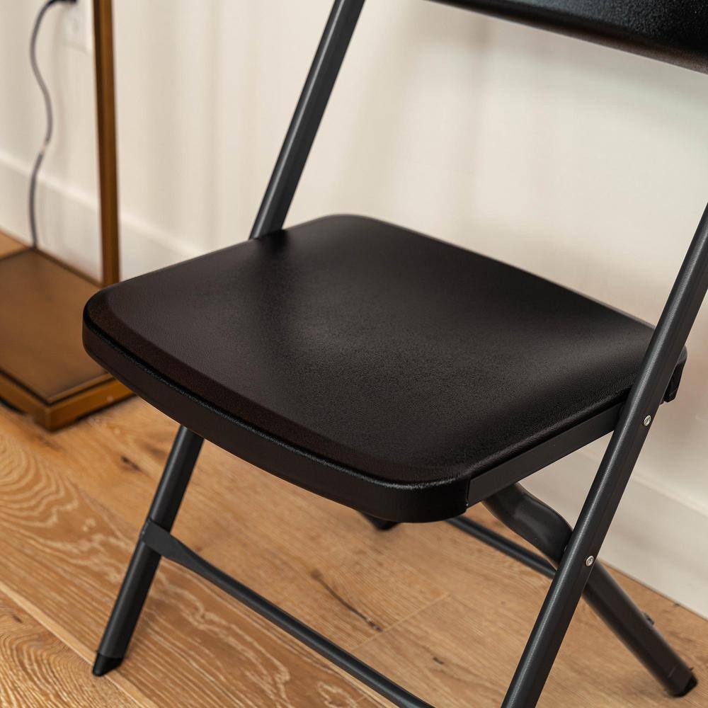 Lifetime Black Resin Contoured Seat Commerical Grade Office Folding Chair (Set of 4) 81159