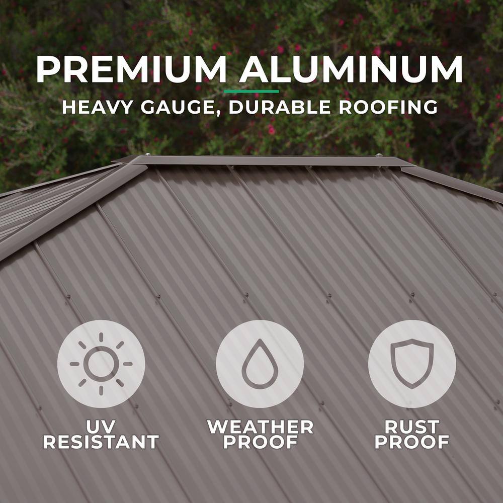 Yardistry Meridian 12 ft. x 14 ft. Premium Cedar Outdoor Patio Shade Gazebo with Architectural Posts and Brown Aluminum Roof YM11772