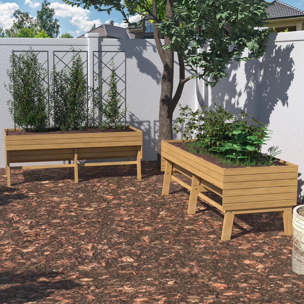VEIKOUS 71 in. W x 31 in. D x 29 in. H Oversized Wooden Raised Garden Bed with Liner, Natural PG0102-08NW-1