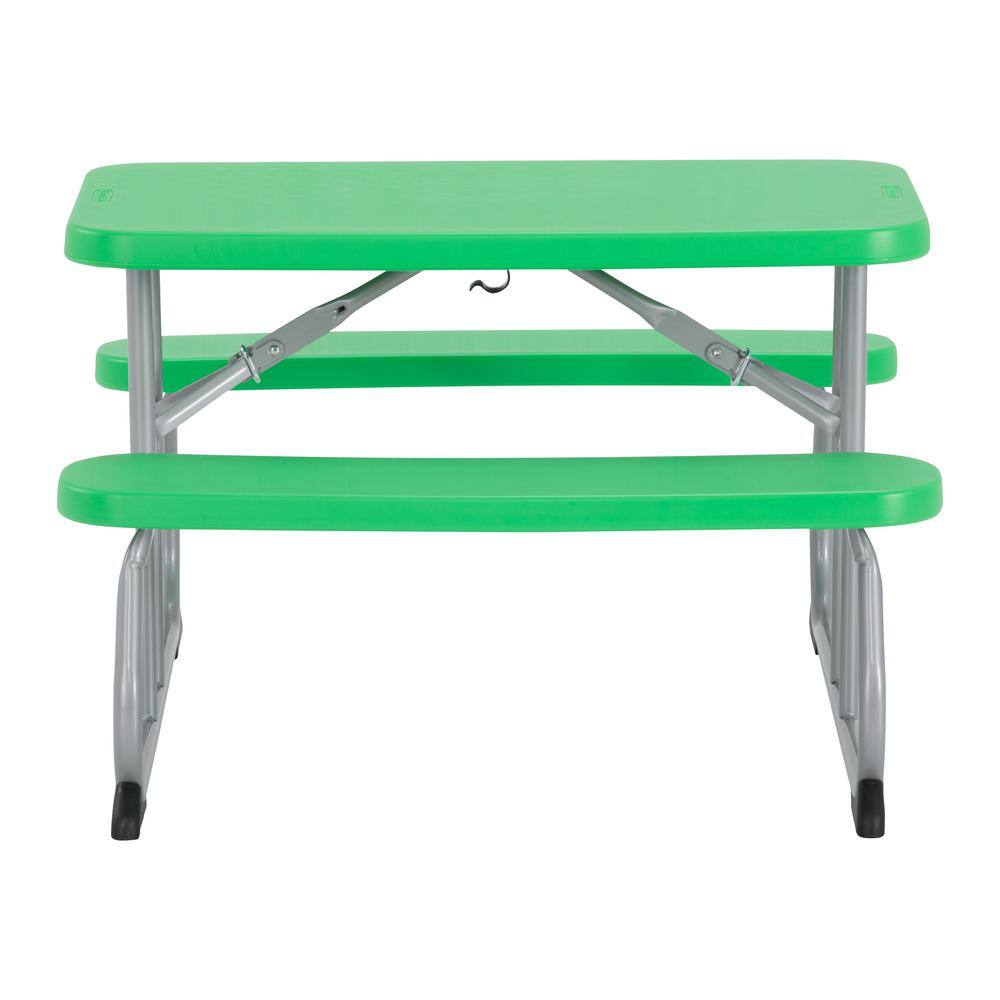 Lifetime 35.4 in. Green Rectangle Steel and Resin Kids Picnic Table Seats 4 260262