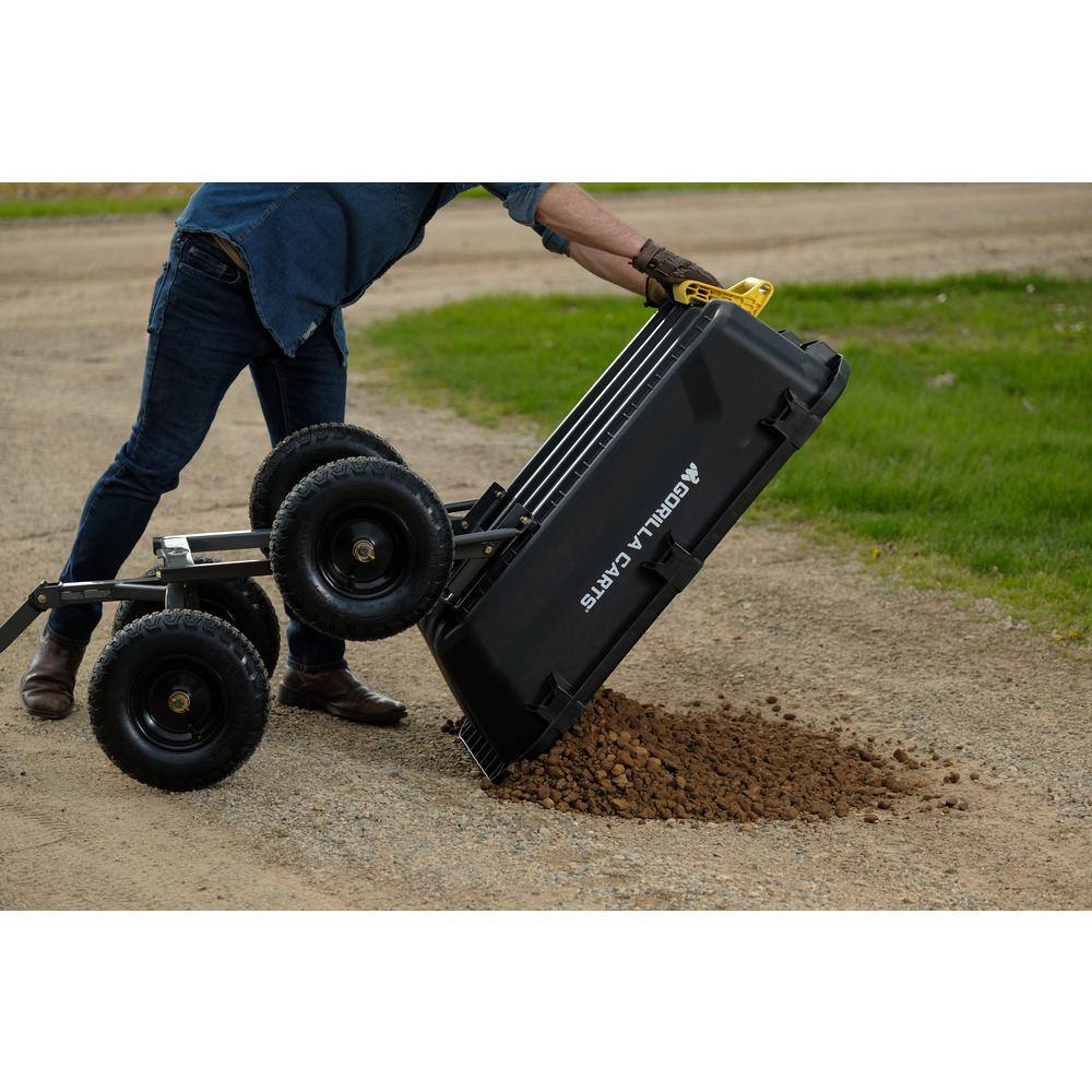 GORILLA CARTS 7 cu. ft. (40 in. x 27 in. x 11 in.), Patented Poly Bed Dumping Garden Cart, 1200 lbs. Capacity, Pull/Tow Handle Design GCG-7