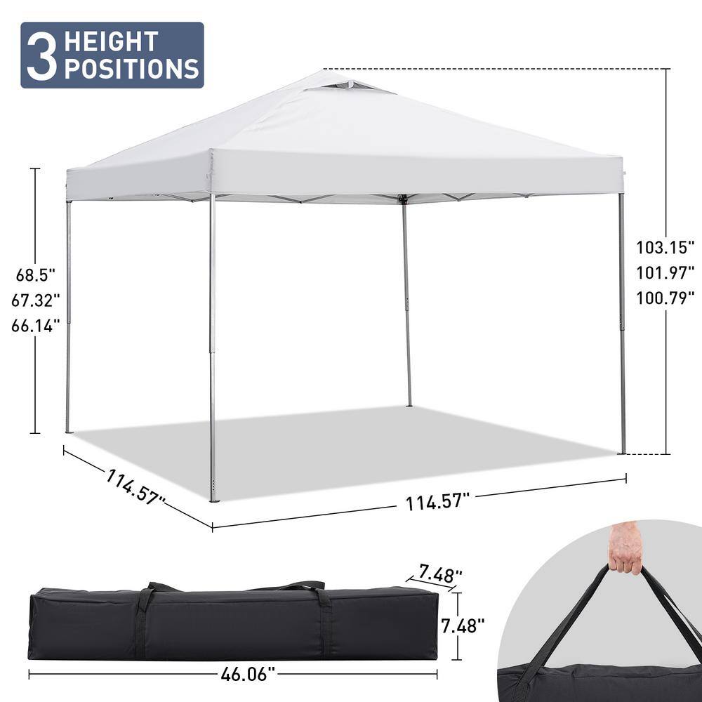 OVASTLKUY 10 ft. x 10 ft. White Patio Canopy Tent Pop Up Gazebo HD-GZ043WH