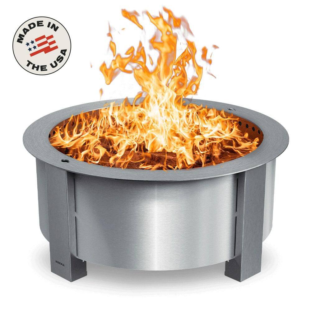 Breeo X Series 30 Smokeless Fire Pit-Heavy-Gauge Steel Material-Compatible with Cooking and Grilling-Stainless Steel BR-X30S