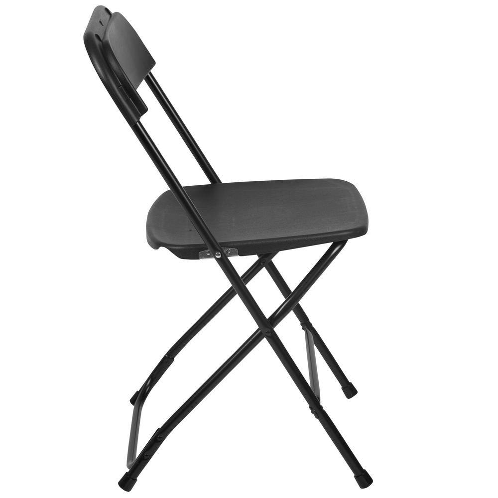 Carnegy Avenue Black Plastic Seat with Metal Frame Folding Chair (Set of 2) CGA-LE-274397-BL-HD