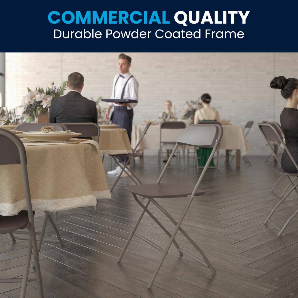 Carnegy Avenue Brown Metal Folding Chairs CGA-LE-15345-BR-HD