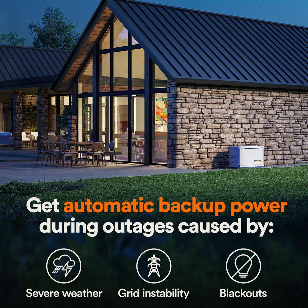 Generac 24,000 Watt - Dual Fuel Air- Cooled Whole House Home Standby Generator, Smart Home Monitoring & 200-AMP Transfer Switch 72101