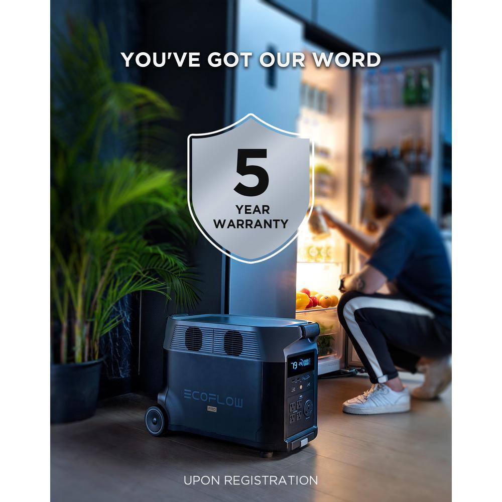 EcoFlow Battery Solar Generator DELTA Pro 3600Wh Solar, 3600W Output, LFP Power Station, Home Backup, Camping, Push-Button Start DELTAPro-US