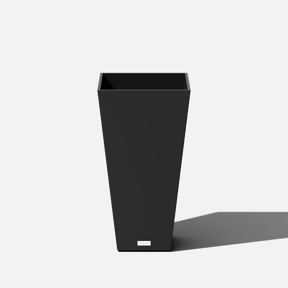 Veradek Midland Medium Black Plastic Tapered Planter with Drainage Holes and Removable Plug (13.5 in. L x 13.5 in. W x 26 in. H) MV28B