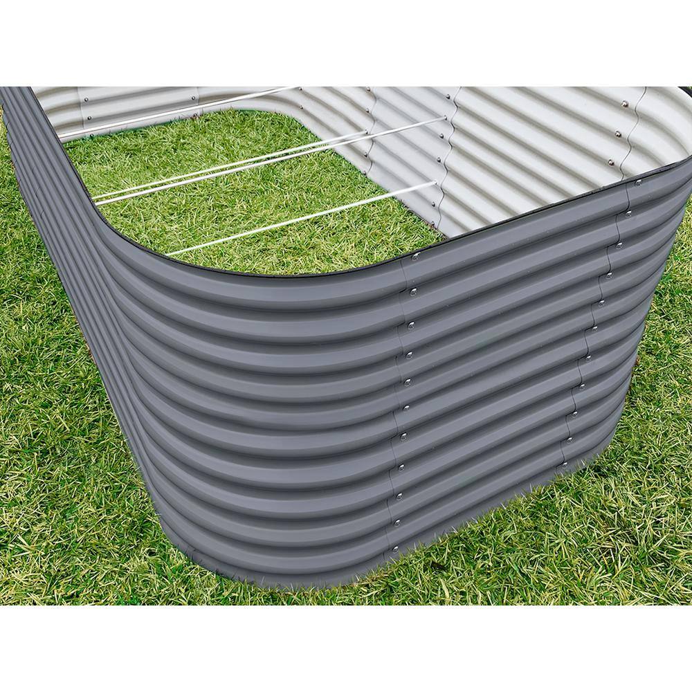 vego garden 32 in. Extra-Tall 10-In-1 Modular Modern Gray Metal Raised Garden Bed Kit VB10N132MG