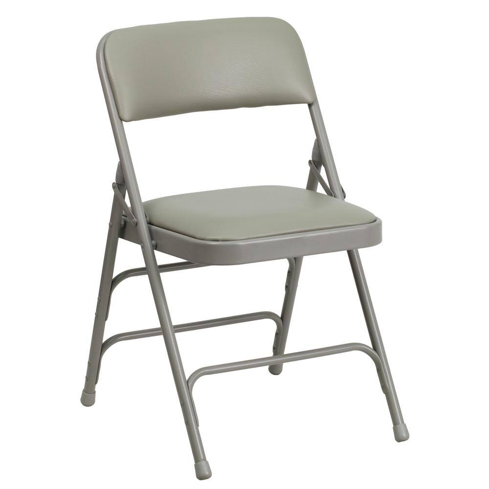 Carnegy Avenue Gray Vinyl/Gray Frame Metal Folding Chair (4-Pack) CGA-HF-5861-GR-HD