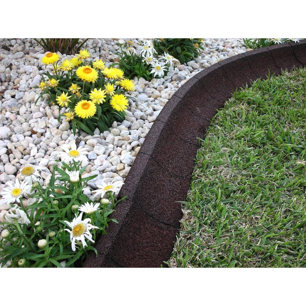 EcoBorder 4 ft. Brown Rubber Curb Landscape Edging (4-Pack) CURB-BRN-4PK