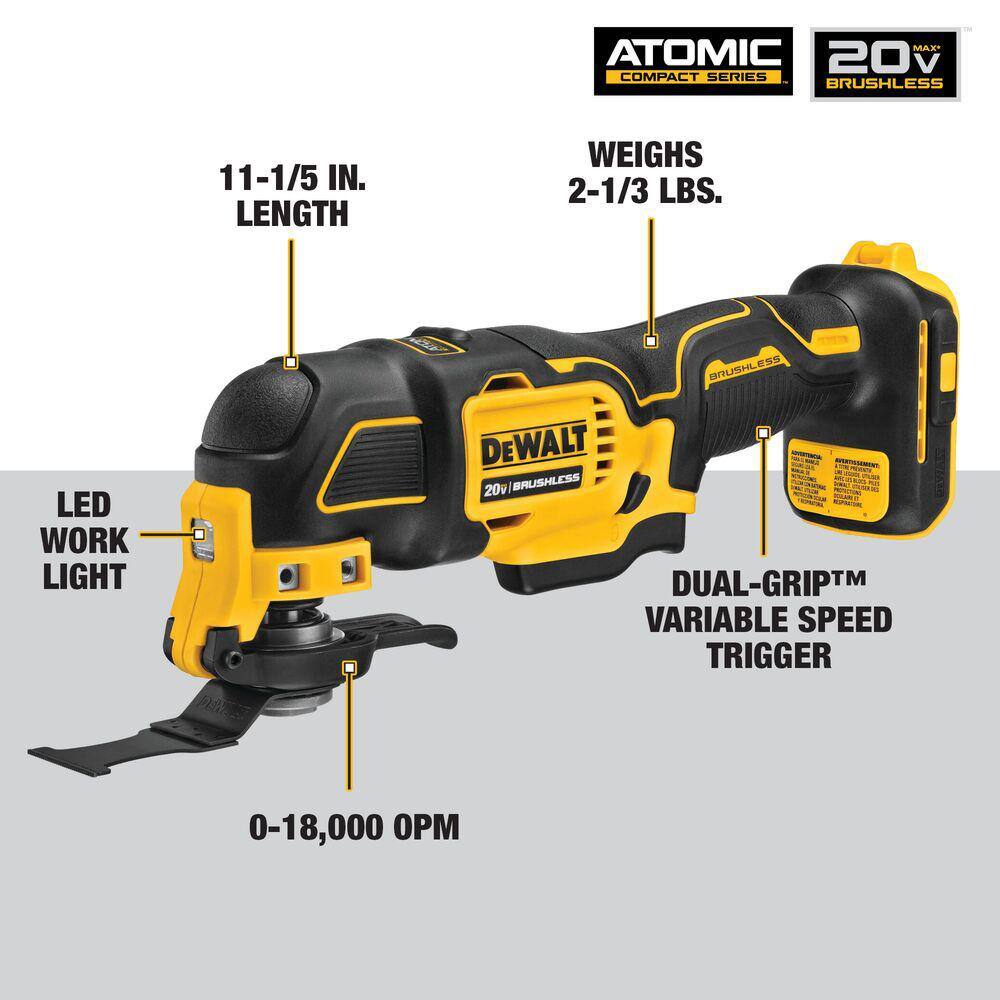 DEWALT ATOMIC 20V MAX Cordless Brushless Oscillating Multi Tool (Tool Only) DCS354B