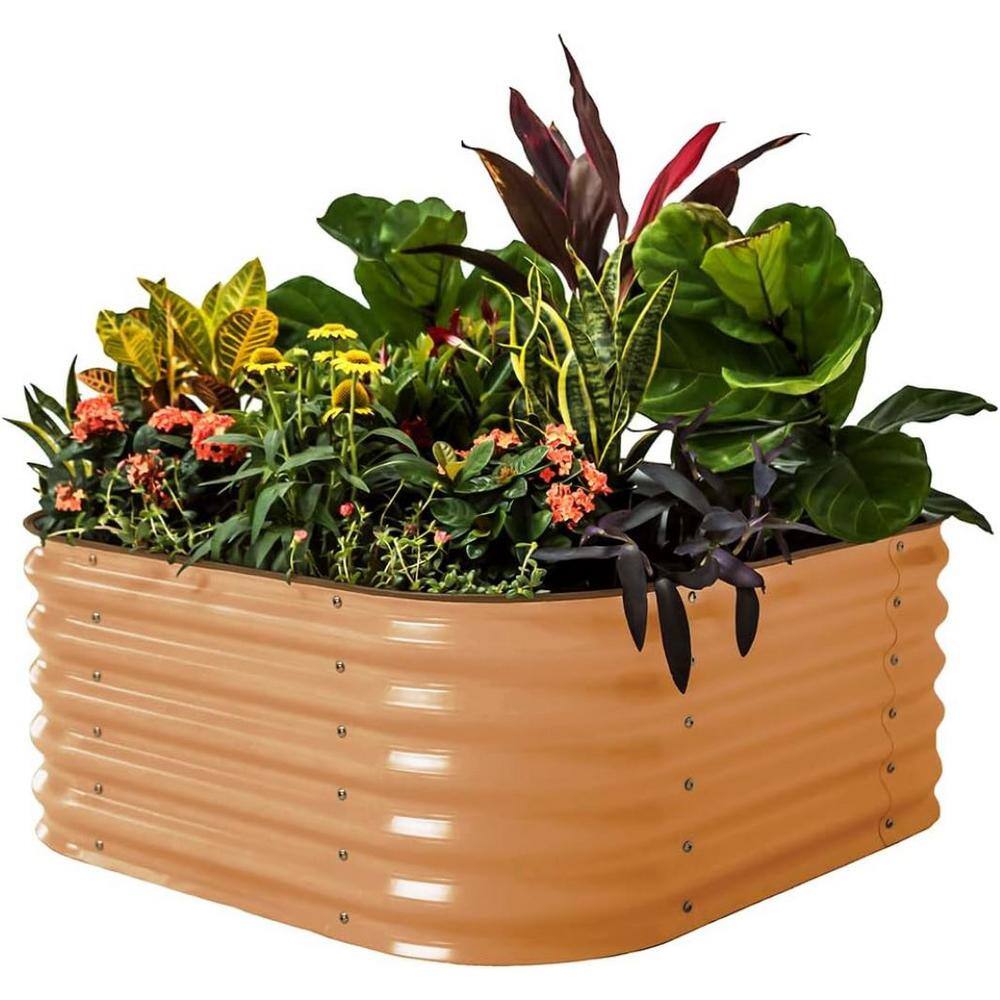 vego garden 17 in. Tall 4-In-1 Modular Metal Raised Gardening Beds Kit Metal Planter Box, Terra Cotta VB4N117TC