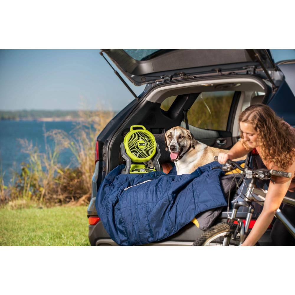 RYOBI ONE+ 18V HIGH PERFORMANCE Kit w/ (2) 4.0 Ah Batteries, 2.0 Ah Battery, Charger, & ONE+ 18V Hybrid 7-1/2 in. Fan PSK108SB-PCL811B